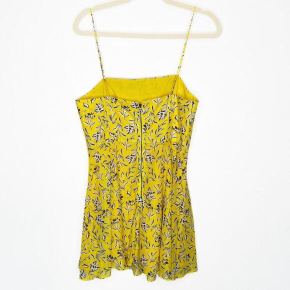 Alice + Olivia Glinda Yellow Floral Cotton Silk Blend Mini Fit and Flare Dress 8 - Picture 14 of 16